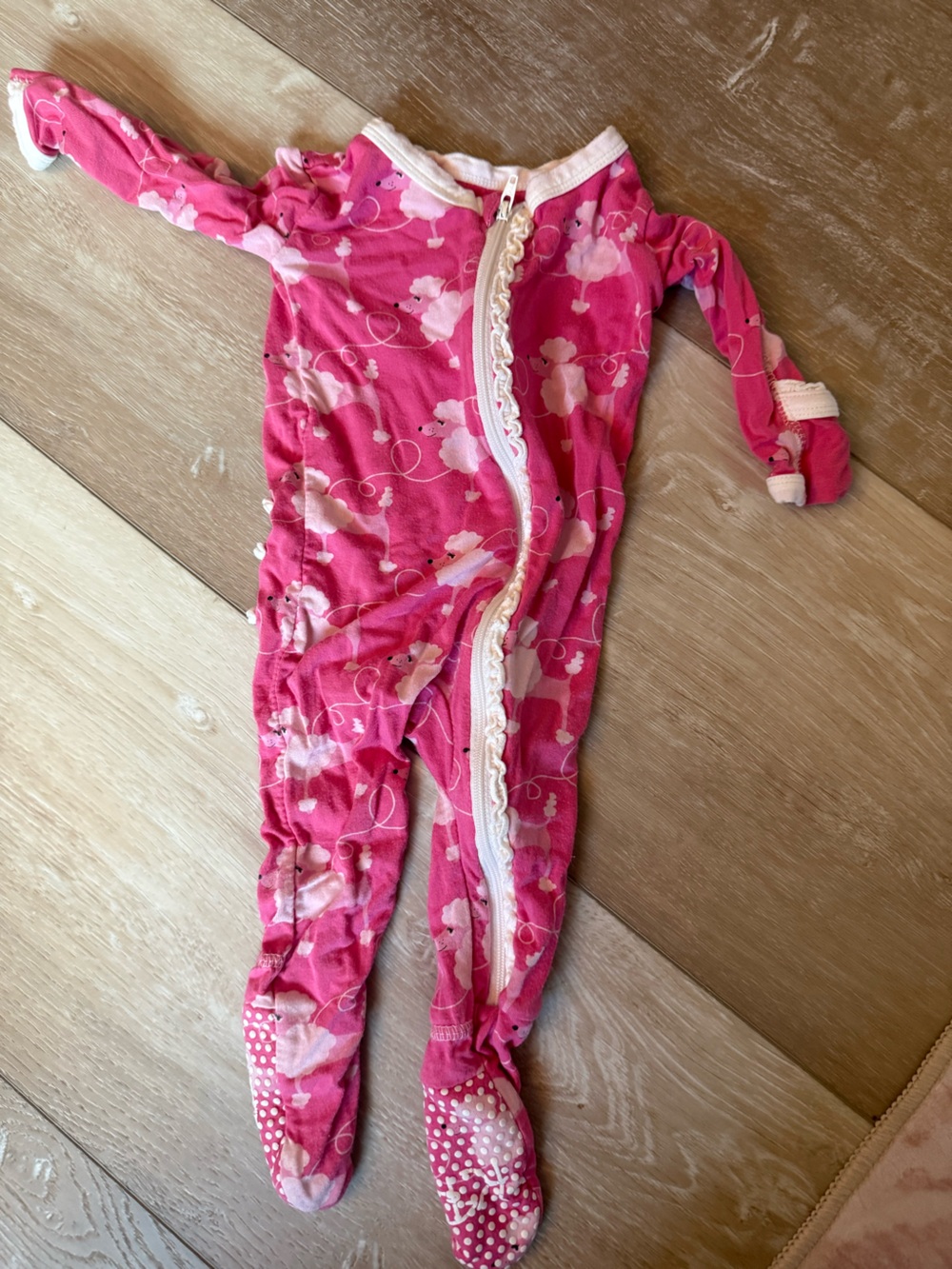 Kickee Pants Hot Pink Floral Zip Footed One-Piece